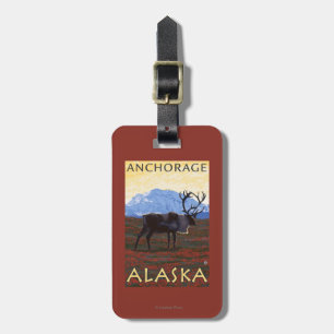 Etiqueta De Bagagem Cena do caribu - Anchorage, Alaska