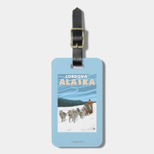 Etiqueta De Bagagem Cena Sledding do cão - Cordova, Alaska
