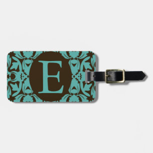 Etiqueta De Bagagem Cerceta & Brown Monogrammed do Tag da bagagem do
