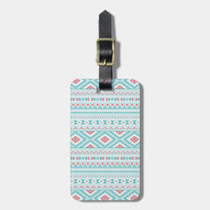 Etiqueta De Bagagem Cerceta e teste padrão tribal asteca cor-de-rosa