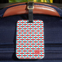 Cesta Entrelaçada Preppy – Monograma Vermelho e Tu