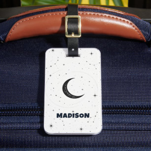 Etiqueta De Bagagem Céu Celestial Branco Personalizado com Lua Crescen