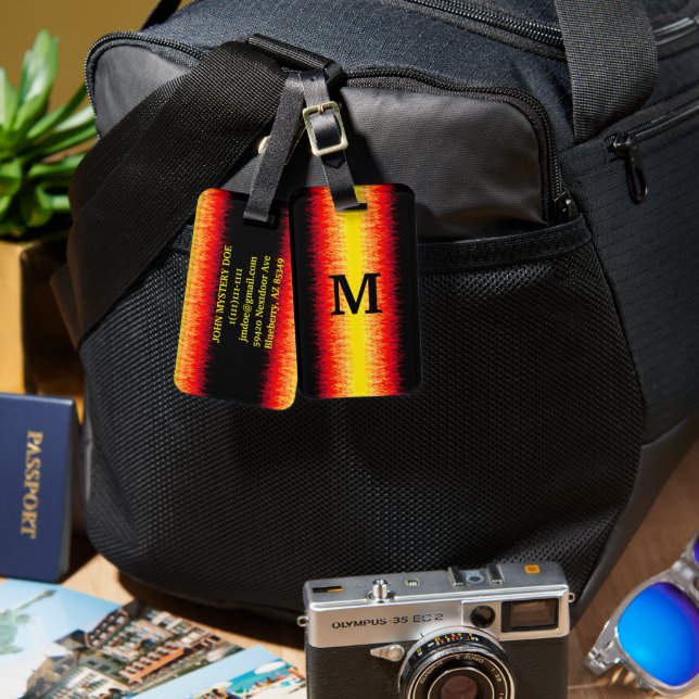 Etiqueta De Bagagem Chamas Vermelhas (Frente e verso)