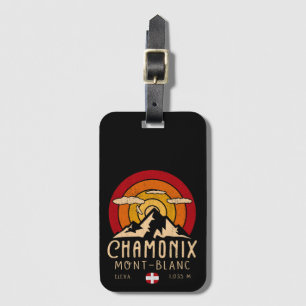 Etiqueta De Bagagem Chamonix França Retro Sunset Skiing Souvenirs 80s