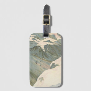 Etiqueta De Bagagem Chamonix Mont Blanc Esqui Francês Vintage