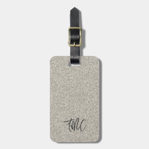 Etiqueta De Bagagem Champanhe Glitter INITIALS Glam Viagem de luxo