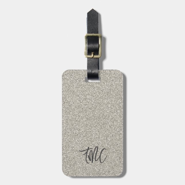 Etiqueta De Bagagem Champanhe Glitter INITIALS Glam Viagem de luxo (Frente Vertical)