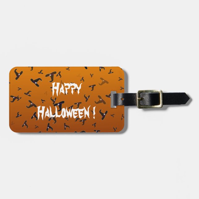 Etiqueta De Bagagem Chapéus de Bruxa de Halloween (Frente Horizontal)
