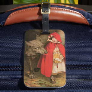 Etiqueta De Bagagem Chapeuzinho Vermelho e o Lobo Mau Vintage