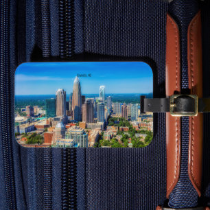 Etiqueta De Bagagem Charlotte, fotografia da NC Skyline