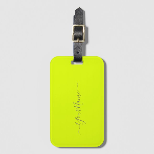 Etiqueta De Bagagem chartreuse amarelo - adicionar nome (Frente Vertical)