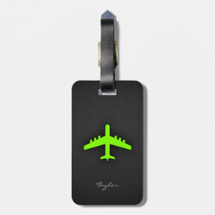 Etiqueta De Bagagem Chartreuse, Avião Verde Neon