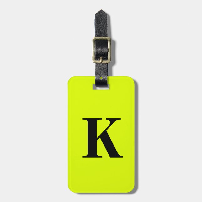 Etiqueta De Bagagem Chartreuse Yellow Neon Monographic Name (Frente Vertical)