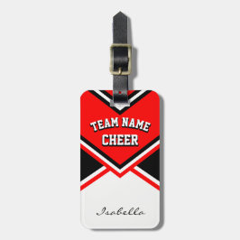 Etiqueta De Bagagem Cheerleader em Vermelho, Preto e Branco