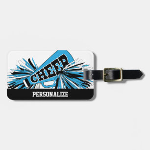 Etiqueta De Bagagem Cheerleader preto, branco e branco Megaphone