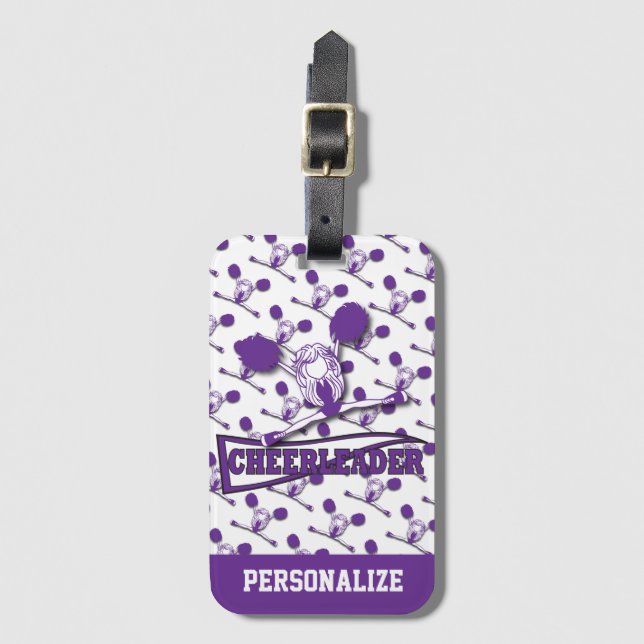 Etiqueta De Bagagem Cheerleader Roxo (Frente Vertical)