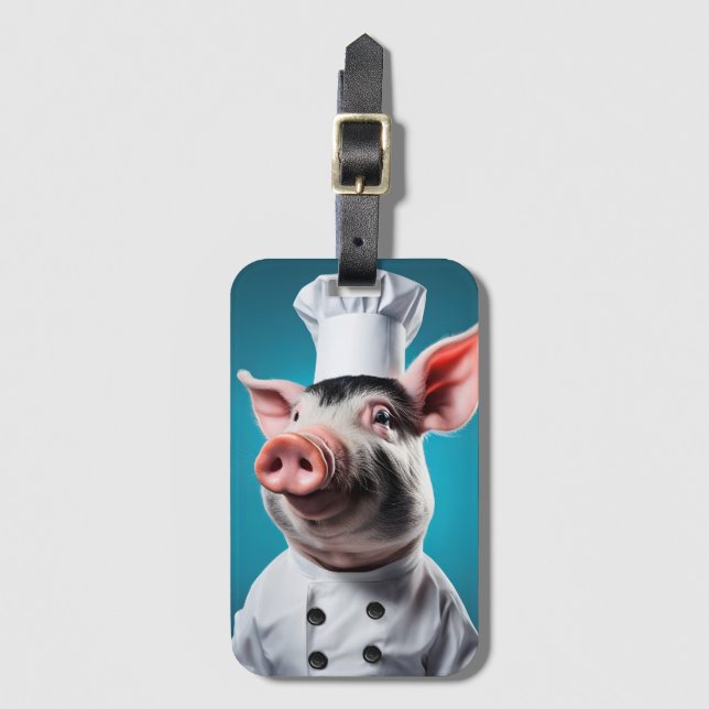 Etiqueta De Bagagem Chef Pig (Frente Vertical)