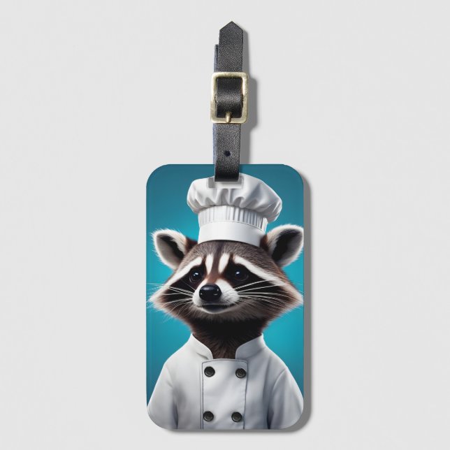 Etiqueta De Bagagem Chef Raccoon (Frente Vertical)
