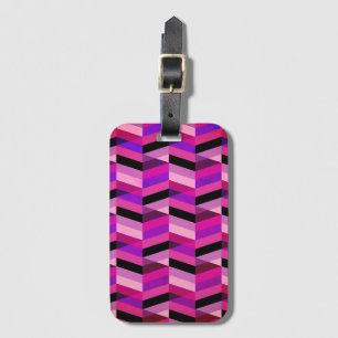 Etiqueta De Bagagem Chevron/Herringbone Abstrato Roxos e Violeta