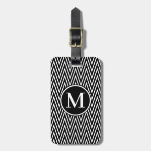 Etiqueta De Bagagem Chevron preto a vapor monograma RF