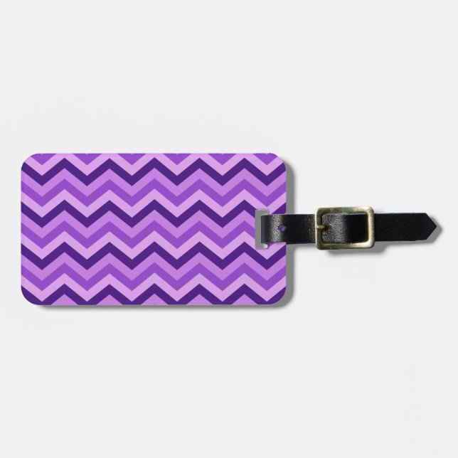 Etiqueta De Bagagem Chevron roxo (Frente Horizontal)