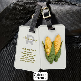 Etiqueta De Bagagem Chic Grandma's Garden Modern Crochet Corn Name