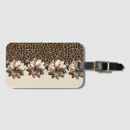 Etiqueta De Bagagem Chic Guepardo Impressão Animal & Flores 