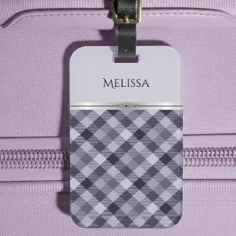 Etiqueta De Bagagem Chic Lavender Plaid Boutique Travel Accessory