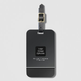 Etiqueta De Bagagem Chic Modern Business Logo preto
