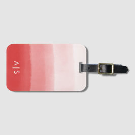 Etiqueta De Bagagem Chic Monogramed Watercolor Coral Red Ombre