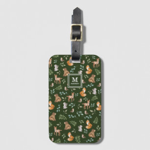 Etiqueta De Bagagem Chic Moody Green Woodland Forest Monograma