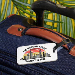 Etiqueta De Bagagem Chicago Sunset Customized Family Trip