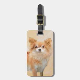 Etiqueta De Bagagem Chihuahua Pintura De Cachorro De Cabelo Longo