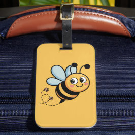 Etiqueta De Bagagem Child-Friendly Bee Mascot with Dotted Trail