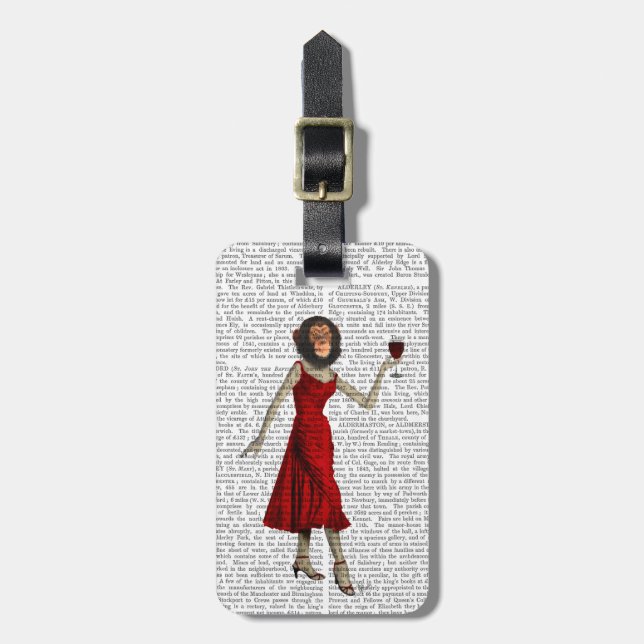 Etiqueta De Bagagem Chimp Com Vinho (Frente Vertical)