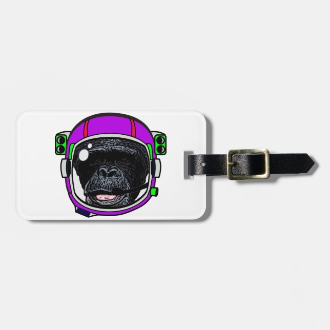 Etiqueta De Bagagem Chimp espacial (Frente Horizontal)
