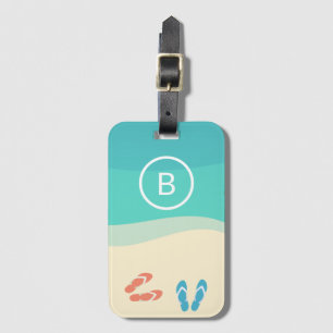 Etiqueta De Bagagem Chinelos no Monograma de Arte Minimalista de Sandy