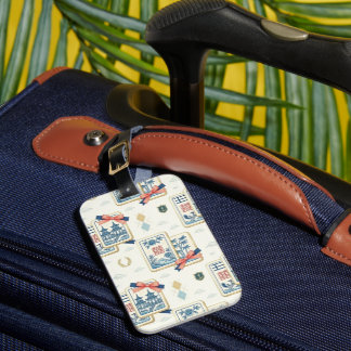 Etiqueta De Bagagem Chinoiserie Personalizado Grandmillennial Mahjong