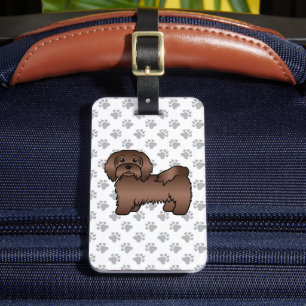 Etiqueta De Bagagem Chocolate Havanês - Cão de Cartoon e Texto Perso