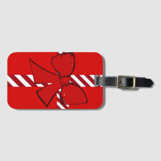 Etiqueta De Bagagem Christmas luggage tag in red and candy cane ribbon