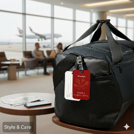 Etiqueta De Bagagem Christmas Spirit Custom Deep Red Name