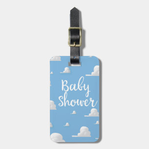 Etiqueta De Bagagem Chuva de Bebê Nuvens Brancas Fofas