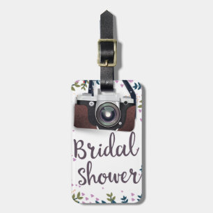 Etiqueta De Bagagem Chuva de Presentes flores vintage e câmera clássic