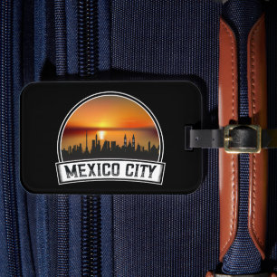 Etiqueta De Bagagem Cidade do México - Vintage Sunset Cityscape