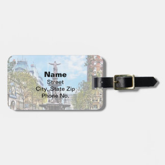 Etiqueta De Bagagem Cincinnati OH - Fountain Square and Tyler-Davidson