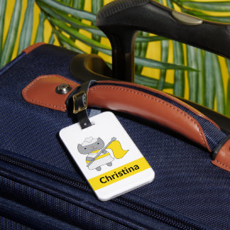 Etiqueta De Bagagem Cinza de Guarda Colorido Branco Amarelo Personaliz