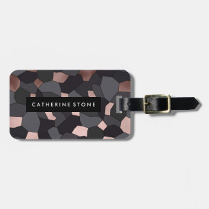 Etiqueta De Bagagem cinza de ouro na moda e mosaico preto