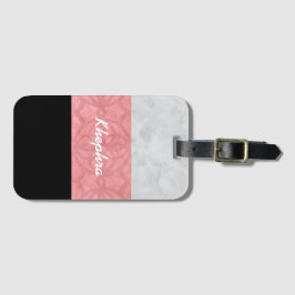 Etiqueta De Bagagem Cinza Rosa-Rosa-Rosa-Rosa, Aquarela E Nome