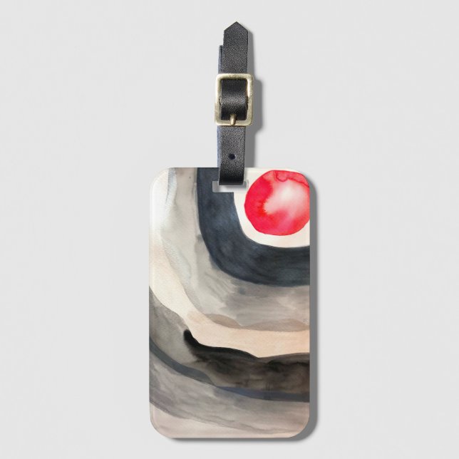 Etiqueta De Bagagem Cinza solar e arte moderna abstrato negra (Frente Vertical)