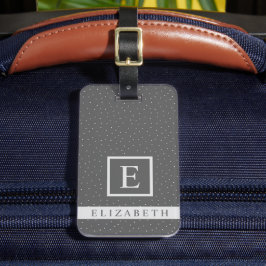 Etiqueta De Bagagem Cinzas Escuras Personalizáveis Com Bolinhas Branca